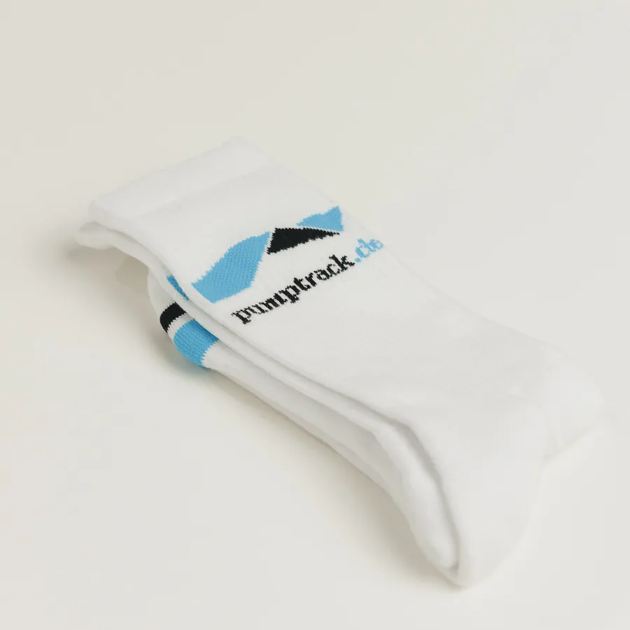 pumptrack.de Socke mit blauem Logo